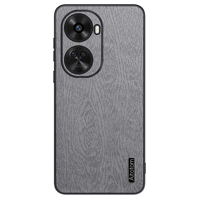 For Huawei nova 11 SE / nova 12 SE 4G Cell Phone Case Wood Grain PC+TPU+PU Back Cover - Black For Huawei nova 11 SE / nova 12 SE 4G Cell Phone Case Wood Grain PC+TPU+PU Back Cover - Black